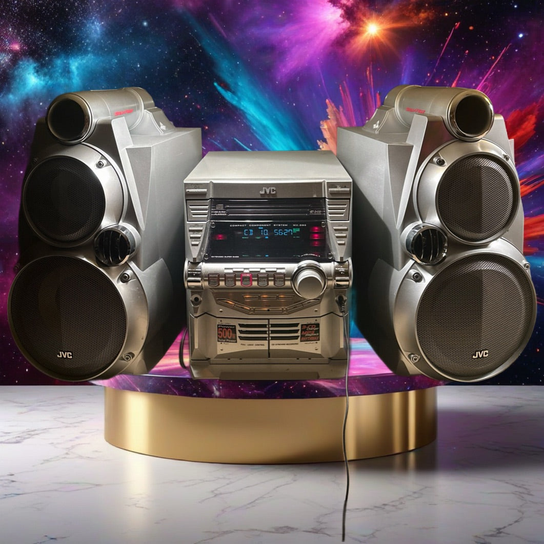 JVC Compact Stereo System MX-GB6 CD Boombox Vintage Dual Cassette Player 500W🔥