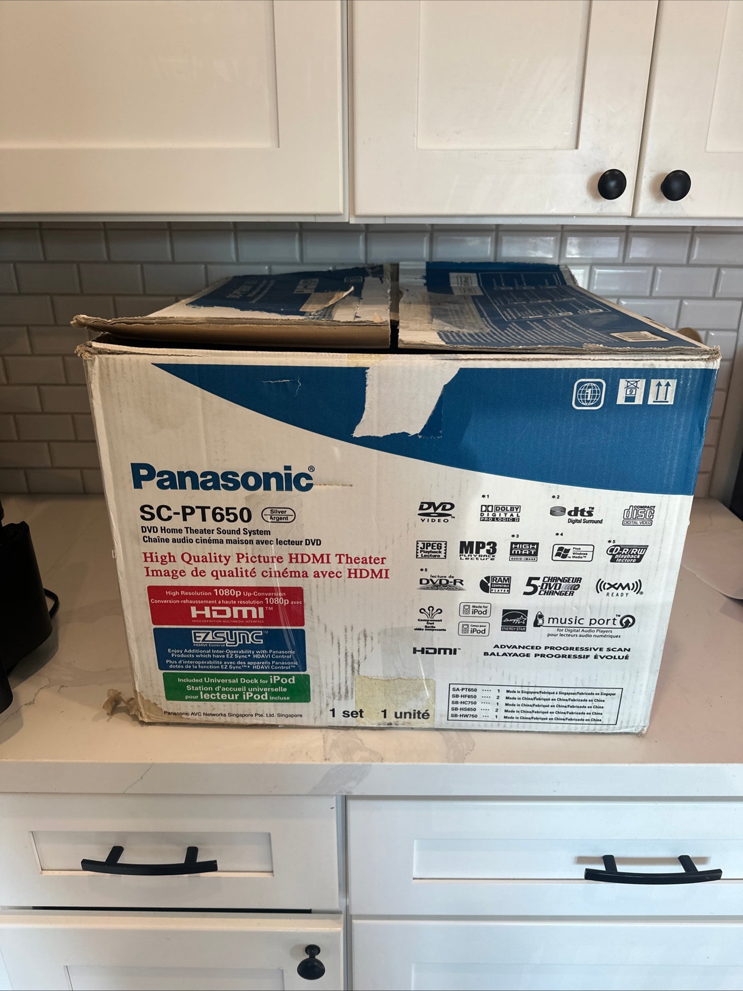 BRAND NEW: Panasonic SA-PT650 DVD 5-Disc Changer 5.1 Home Theater 1000W Open Box