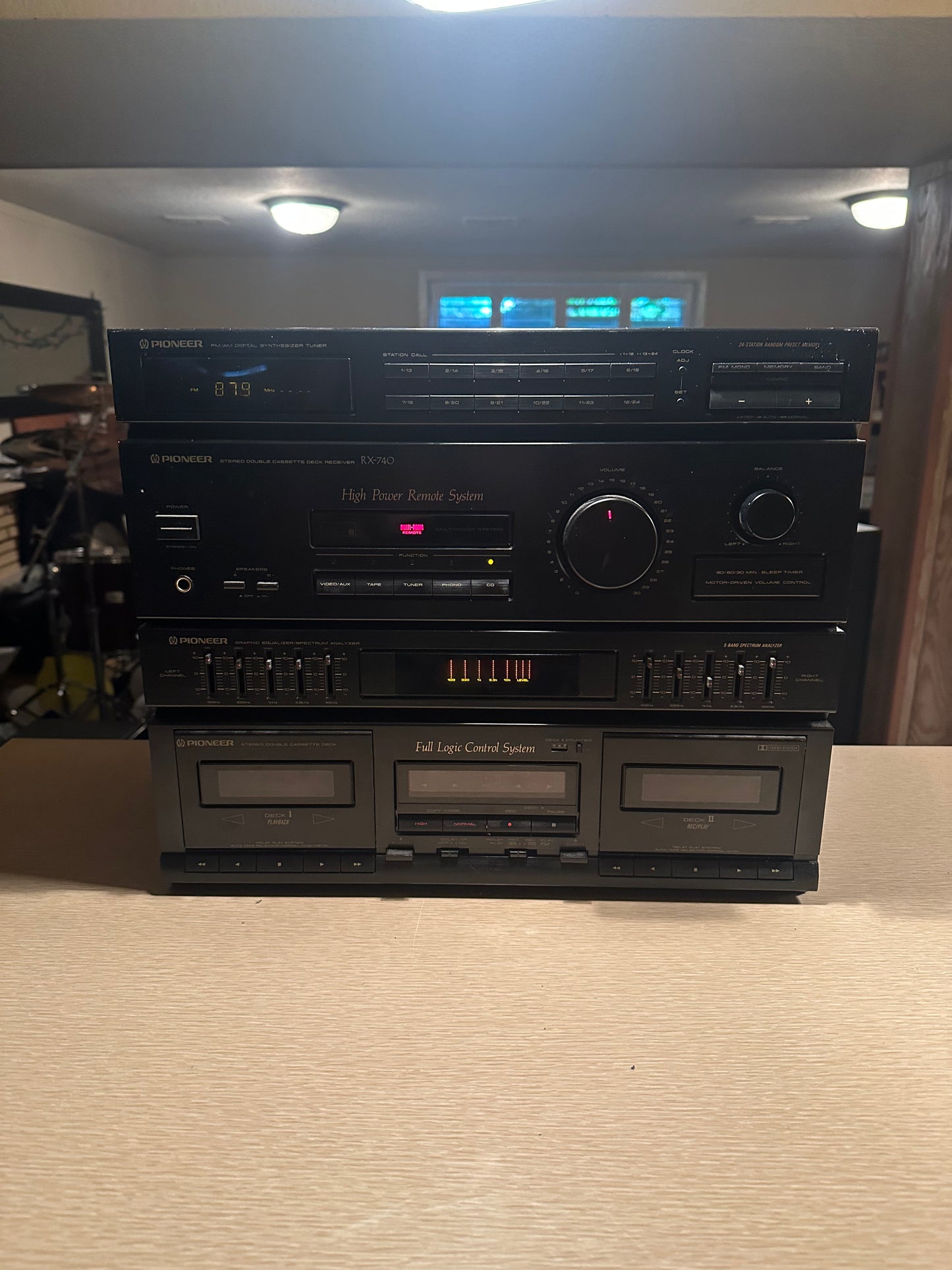 Pioneer RX 740 Digital Synthesizer Stereo Dual Cassette Deck Receiver Belts Work