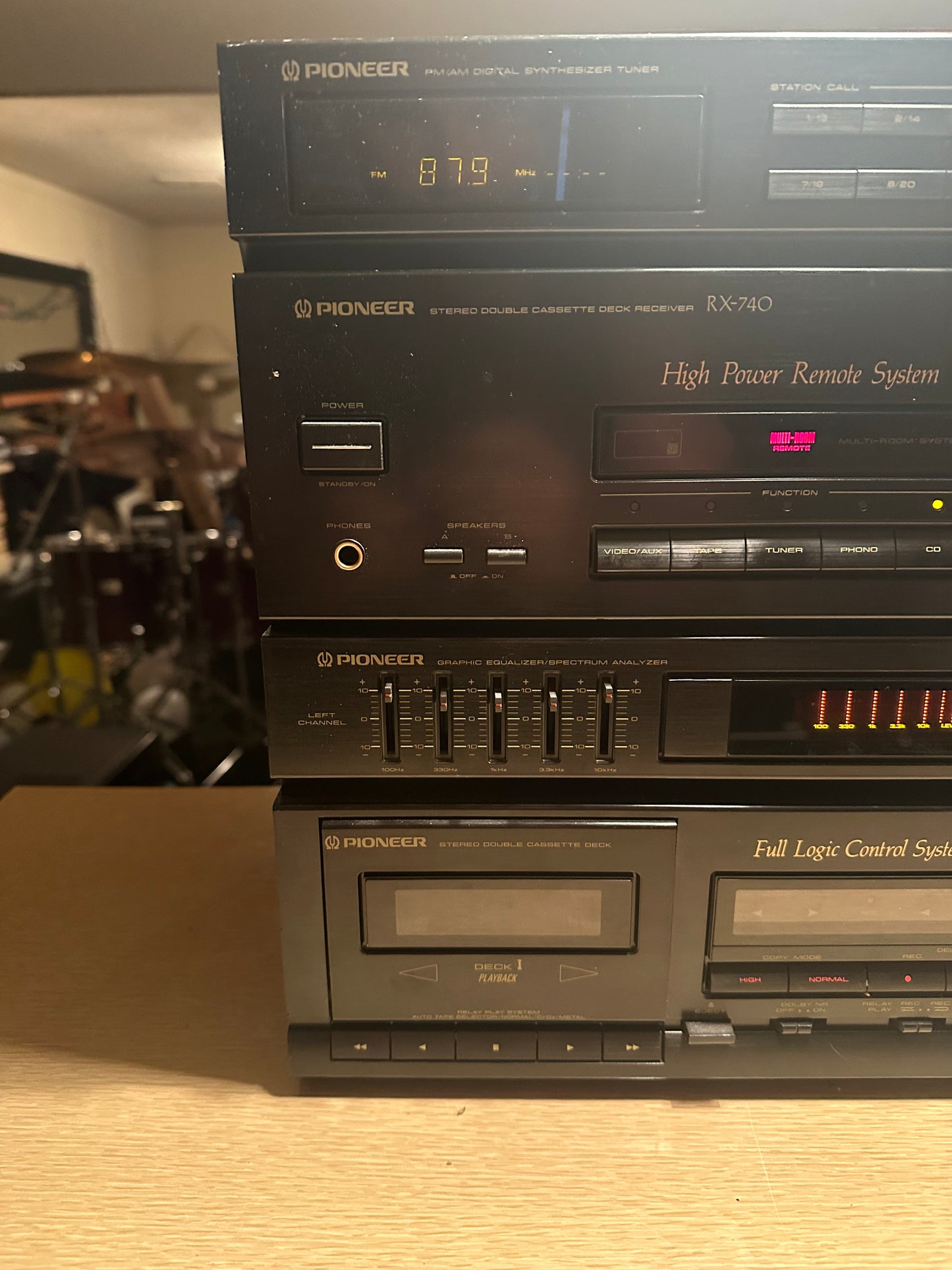 Pioneer RX 740 Digital Synthesizer Stereo Dual Cassette Deck Receiver Belts Work