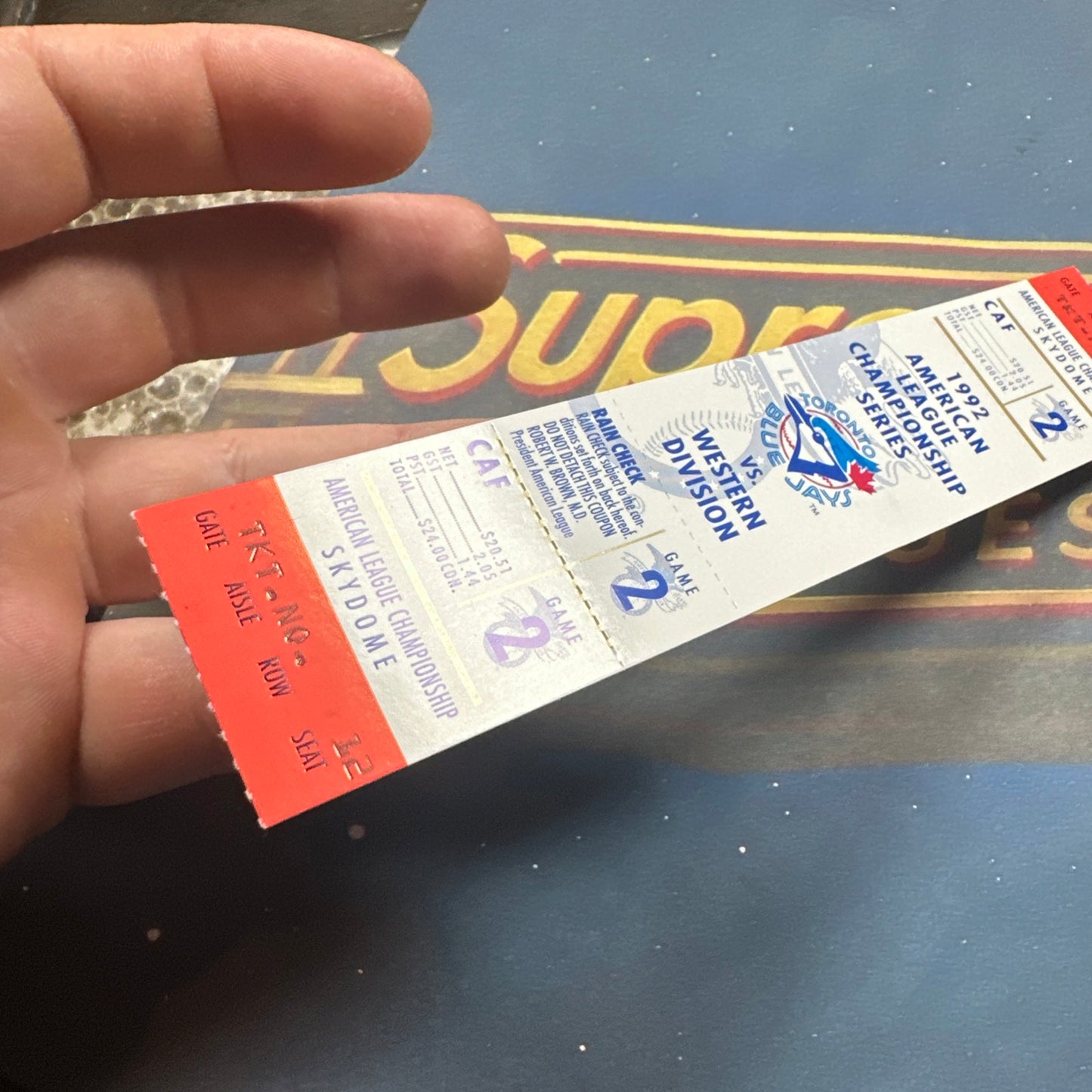 1992 American League Championship Full Ticket Toronto Blue Jays Game 2 MINT Gem