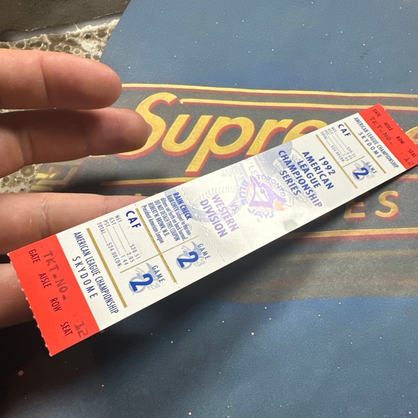 1992 American League Championship Full Ticket Toronto Blue Jays Game 2 MINT Gem