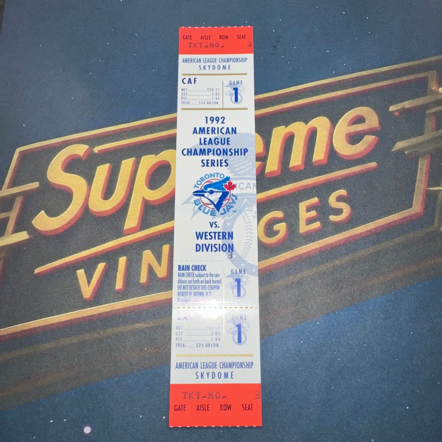 1992 American League Championship Full Ticket Toronto Blue Jays Game 1 MINT Gem