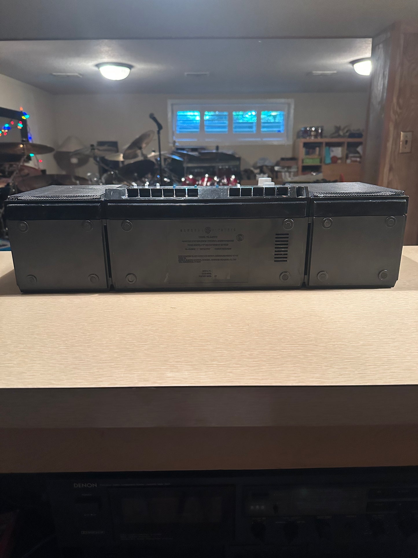 VTG RARE 1980s GE 3-5671A Dual Cassette Stereo Boombox AUX Detachable Speakers