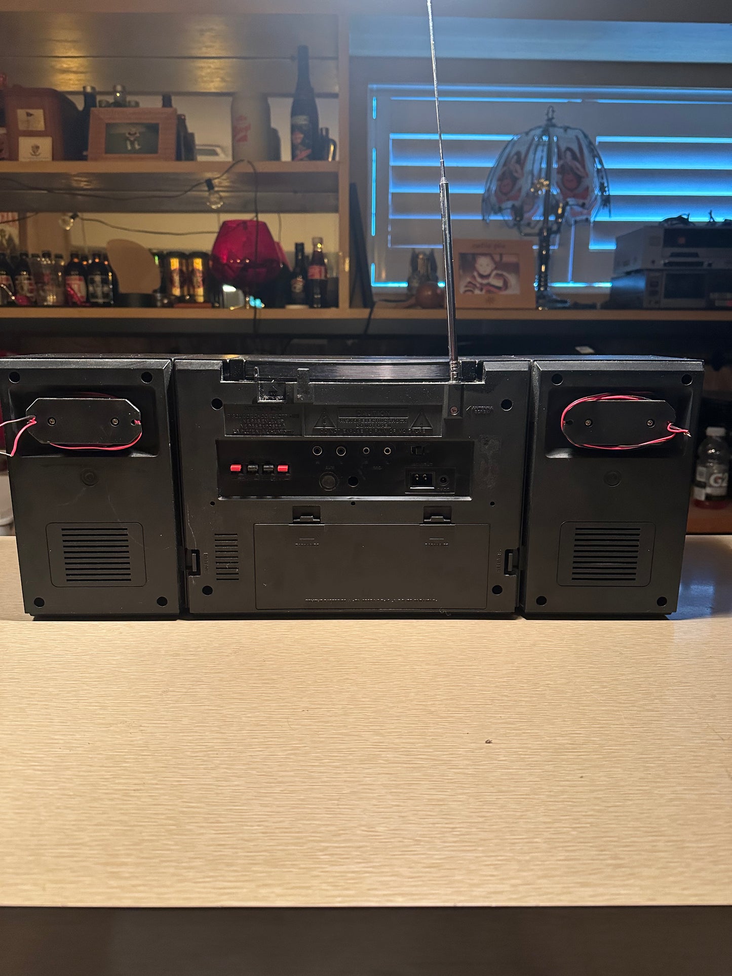 VTG RARE 1980s GE 3-5671A Dual Cassette Stereo Boombox AUX Detachable Speakers