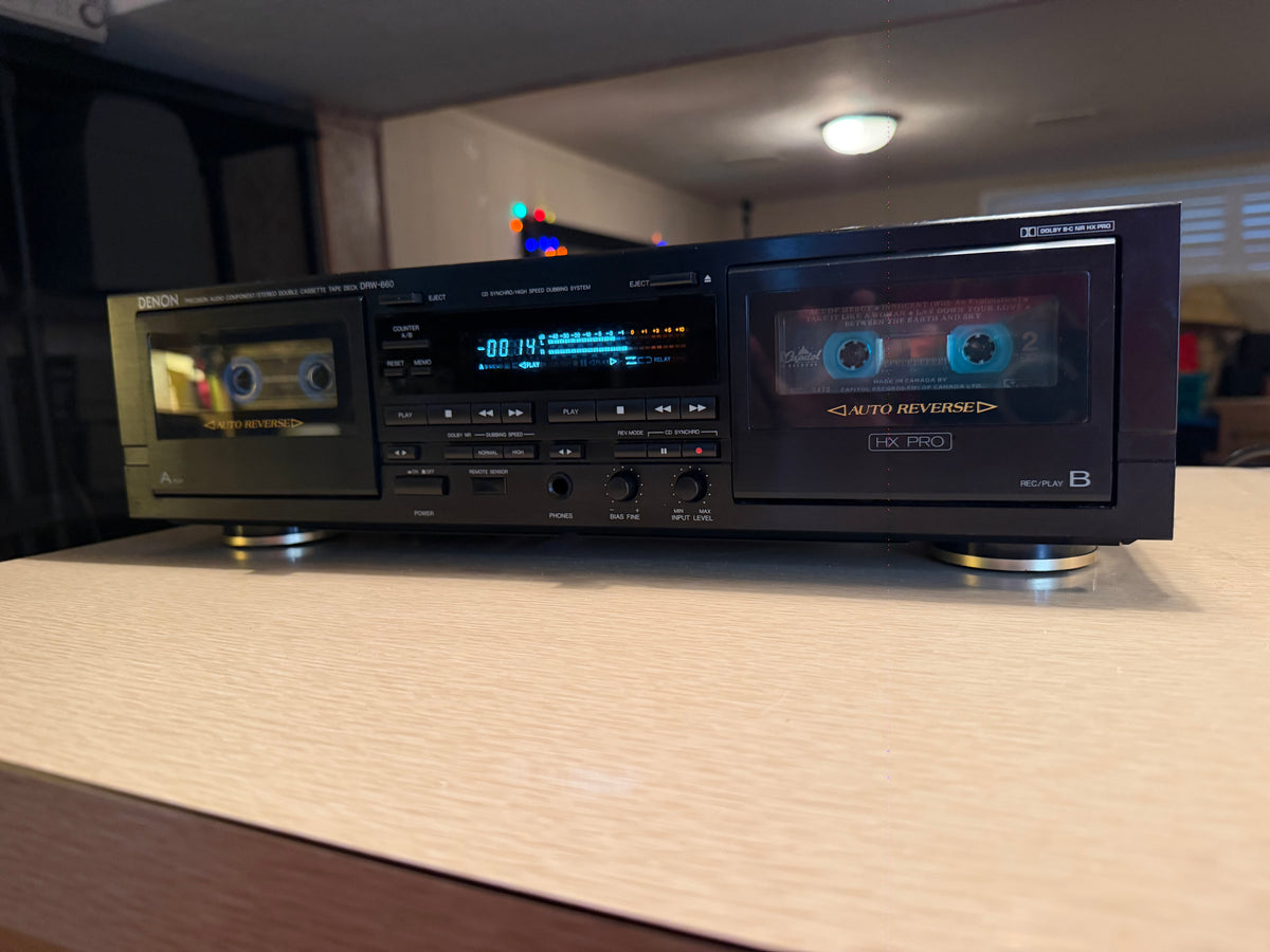 Denon DRW-660 Stereo Cassette Tape Deck Dolby B C S NR HX Pro Vintage Serviced!