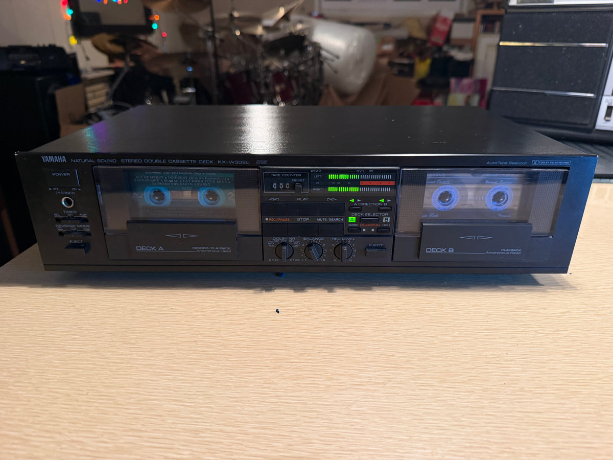 Yamaha Natural Sound Stereo Double Cassette Deck KX-W302U - Clean Serviced Rare!