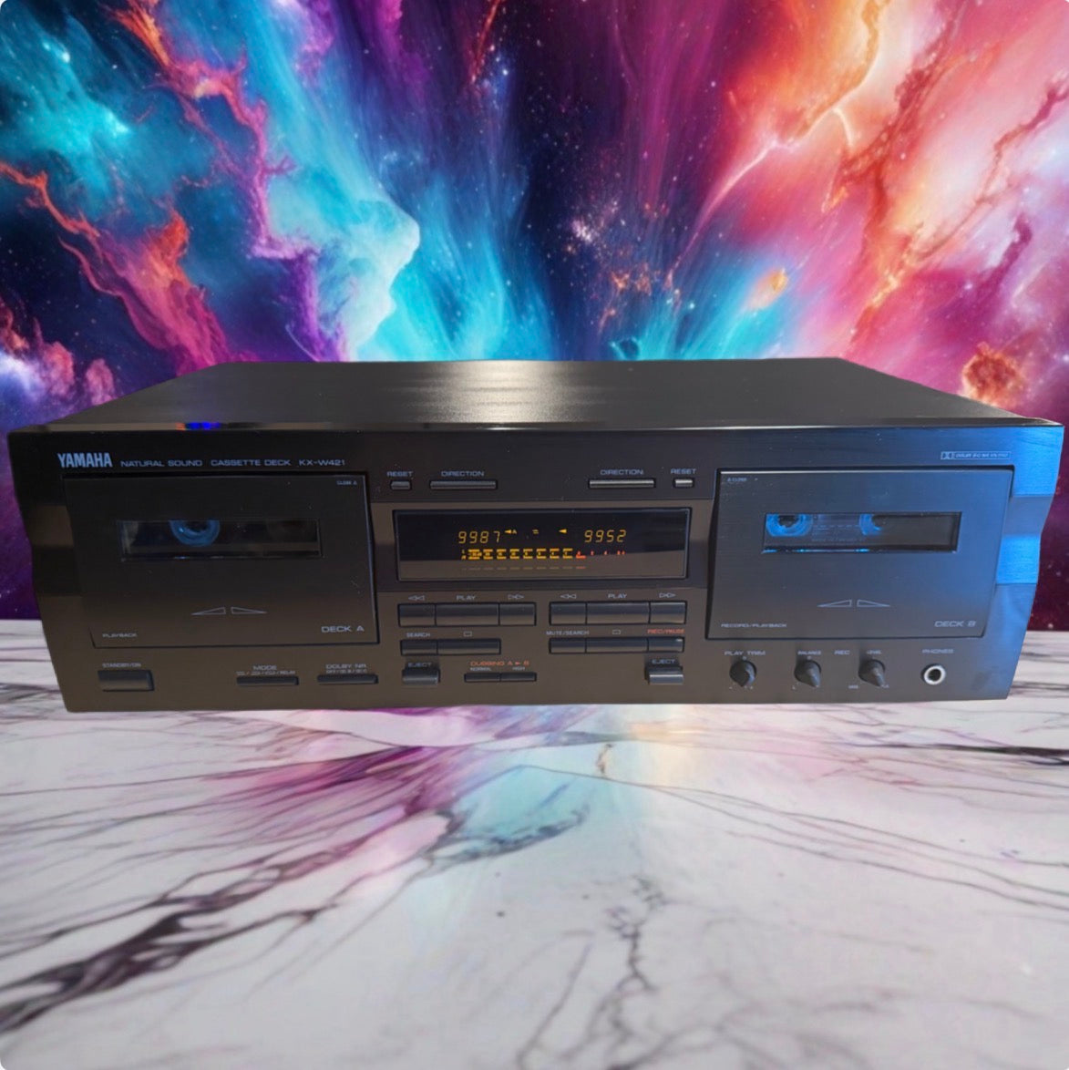 N Mint Yamaha KX-W421 Natural Sound Double Cassette Deck Fresh Servicing Beauty!