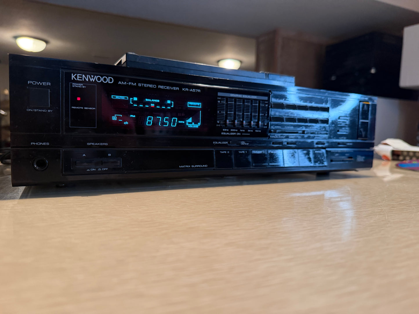 Vintage Kenwood Model KR-A57R AM/FM Receiver W/ Equalizer Fresh Service Remote🔥