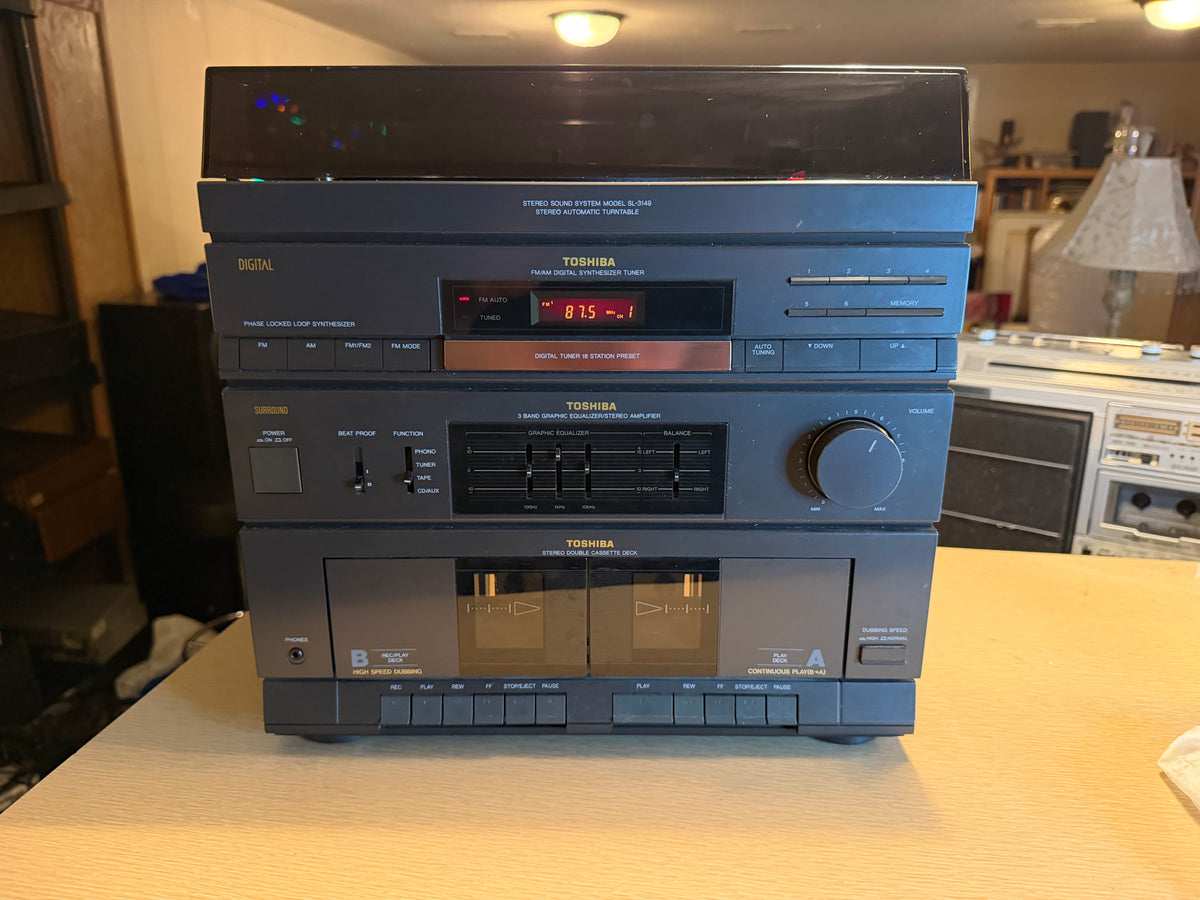 Toshiba SL-3149 Hi-Fi Stereo System Record Player 2 Cassette Equalizer Tested 🎶