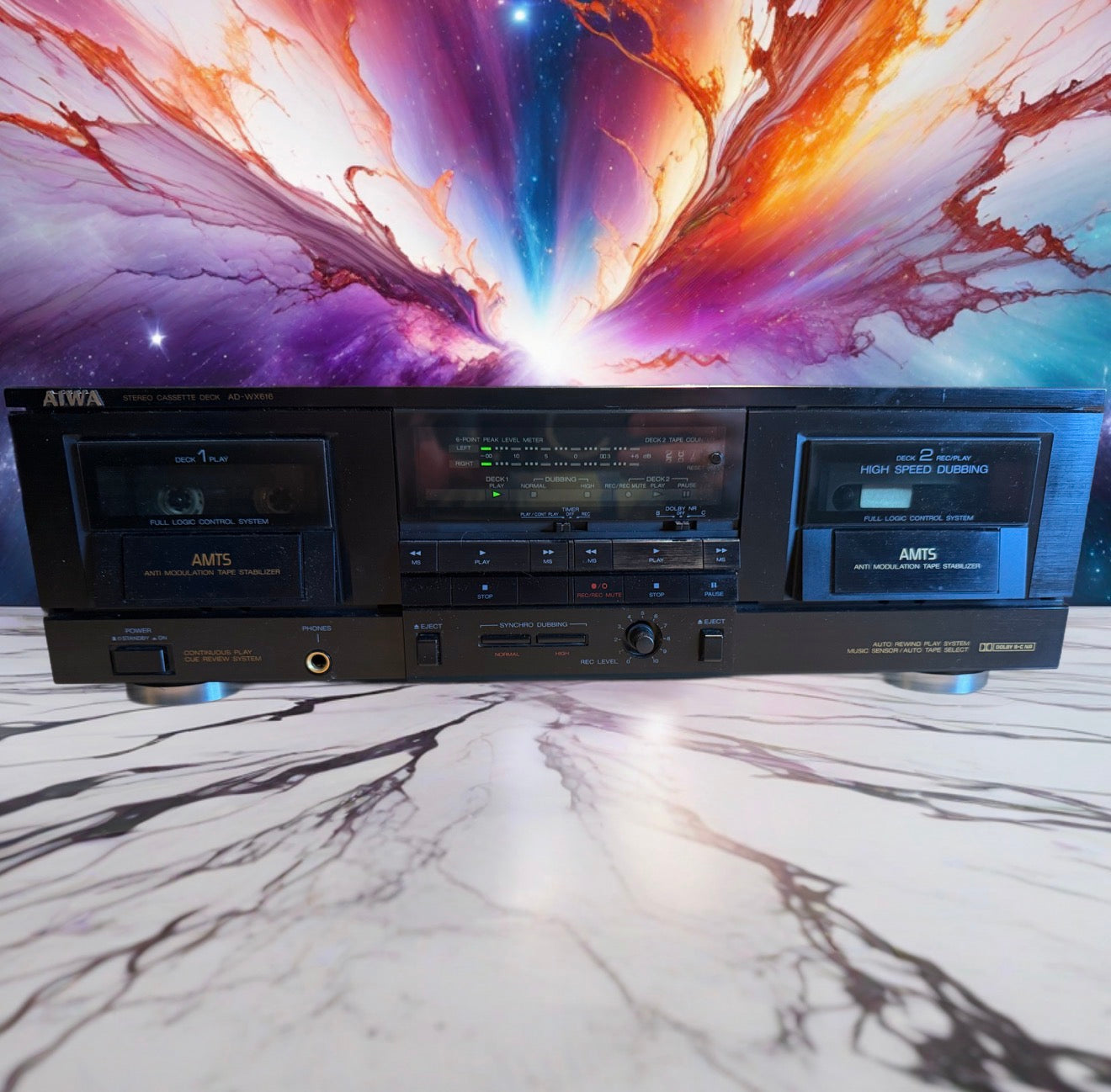 Aiwa AD-WX616 Stereo Double Dual Cassette Deck Serviced High Fidelity Very Rare