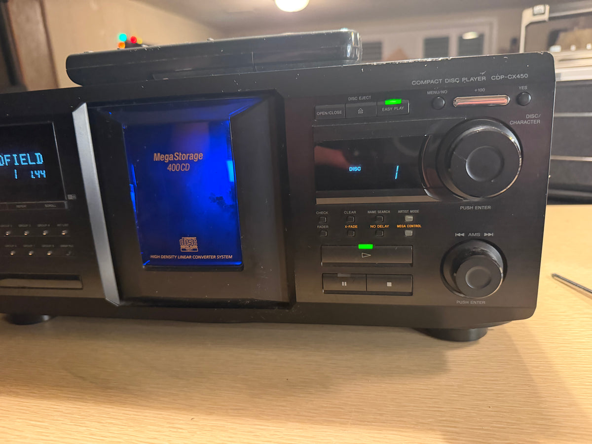 Sony CDP-CX450, 400 Disc CD Change Remote, Belts Replaced Works Excellent 🔥🎶