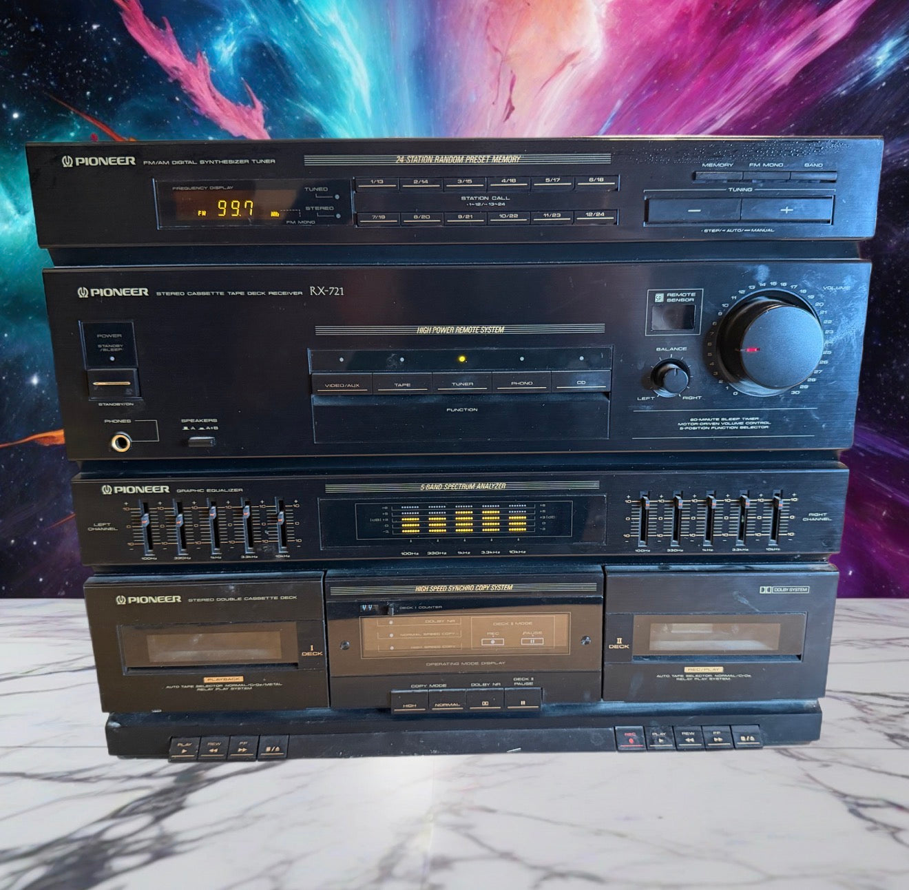 Pioneer RX 721 Digital Synthesizer Stereo Dual Cassette Deck Receiver SERVICED