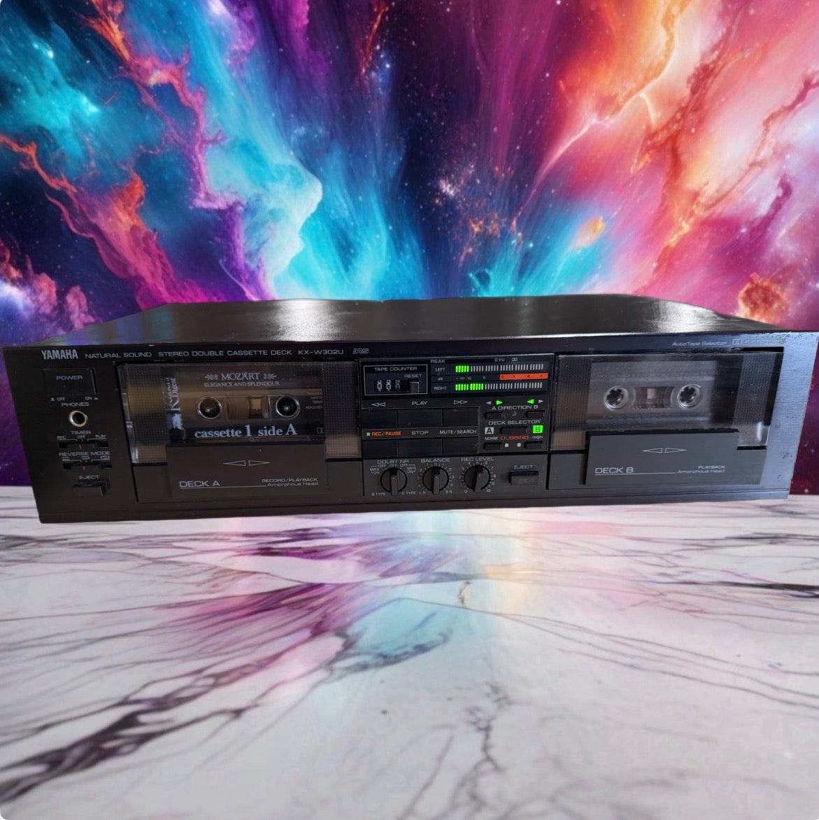 Yamaha KX-W302U Natural Sound Dual Cassette Deck Dolby B/C High Speed Dub Tested