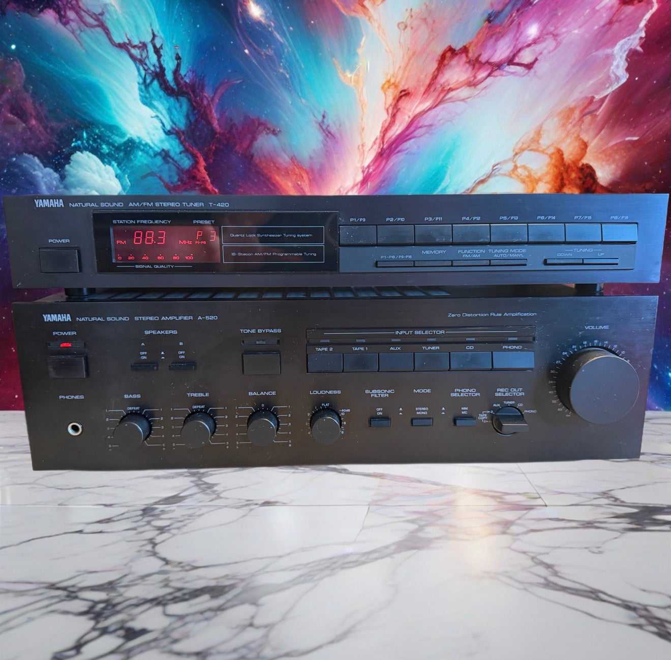 Yamaha A-520 Natural Sound Amplifier + t-420 Tuner Serviced Cleaned Sounds GR8🔥