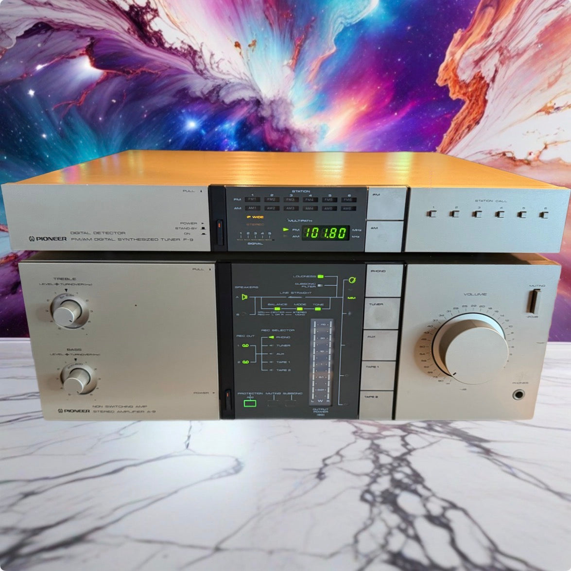 Vintage Pioneer A-9 Amplifier + F-9 Tuner Gold Fresh Service Near Mint 110 WPC🔥