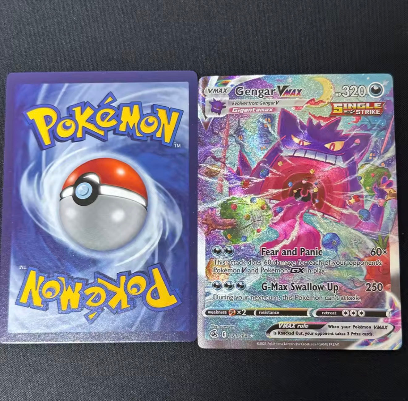 Gengar VMAX - 271/264 - Pokemon Fusion Strike Sword & Shield Alternate Art NM PROXY