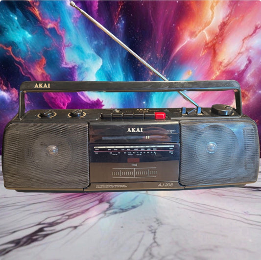 Vintage Akai AJ-208 Boombox AM/FM Stereo Radio Cassette Recorder Tested X Rare🔥