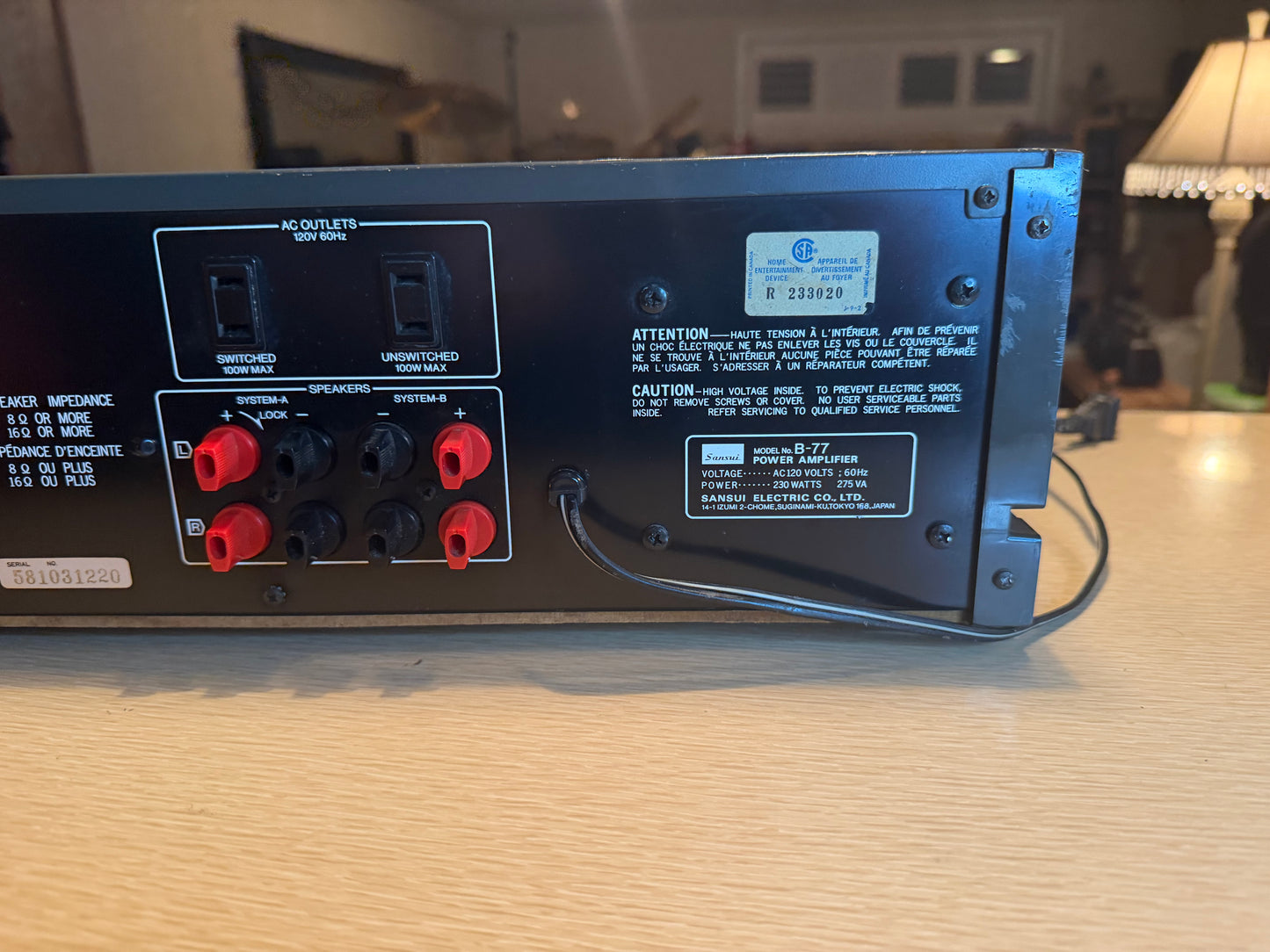 Sansui B-77 vintage stereo Powe Amplifier Full Fresh Service Beautiful Nice Cnd!