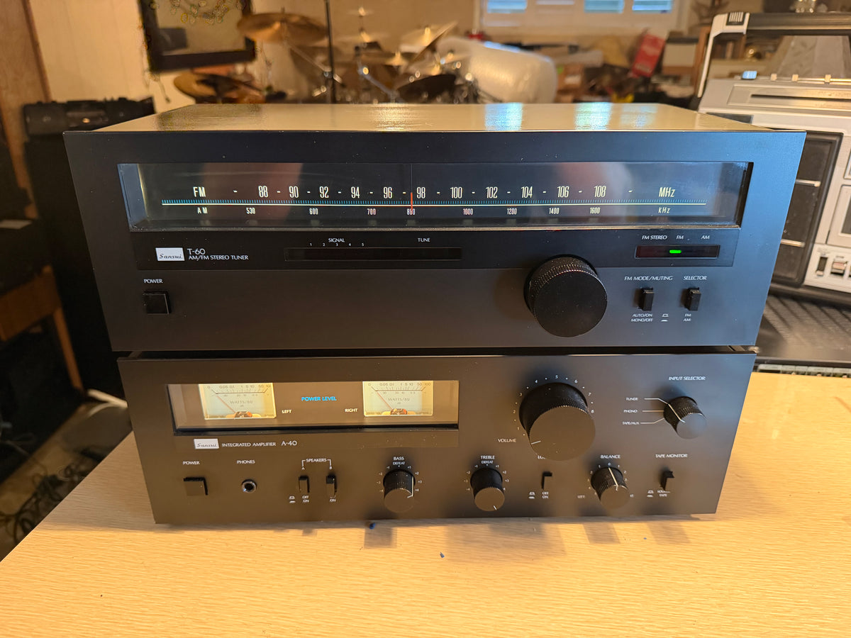 Sansui A-40 Integrated Amplifier+ T-60 Tuner Hi-Fi Near Mint Recapped Serviced🔥