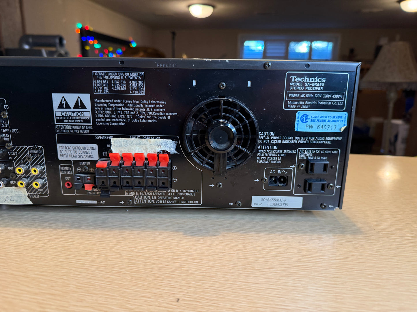 Technics SA-GX550 AV Stereo Receiver w/ Phono Input Serviced & Works
