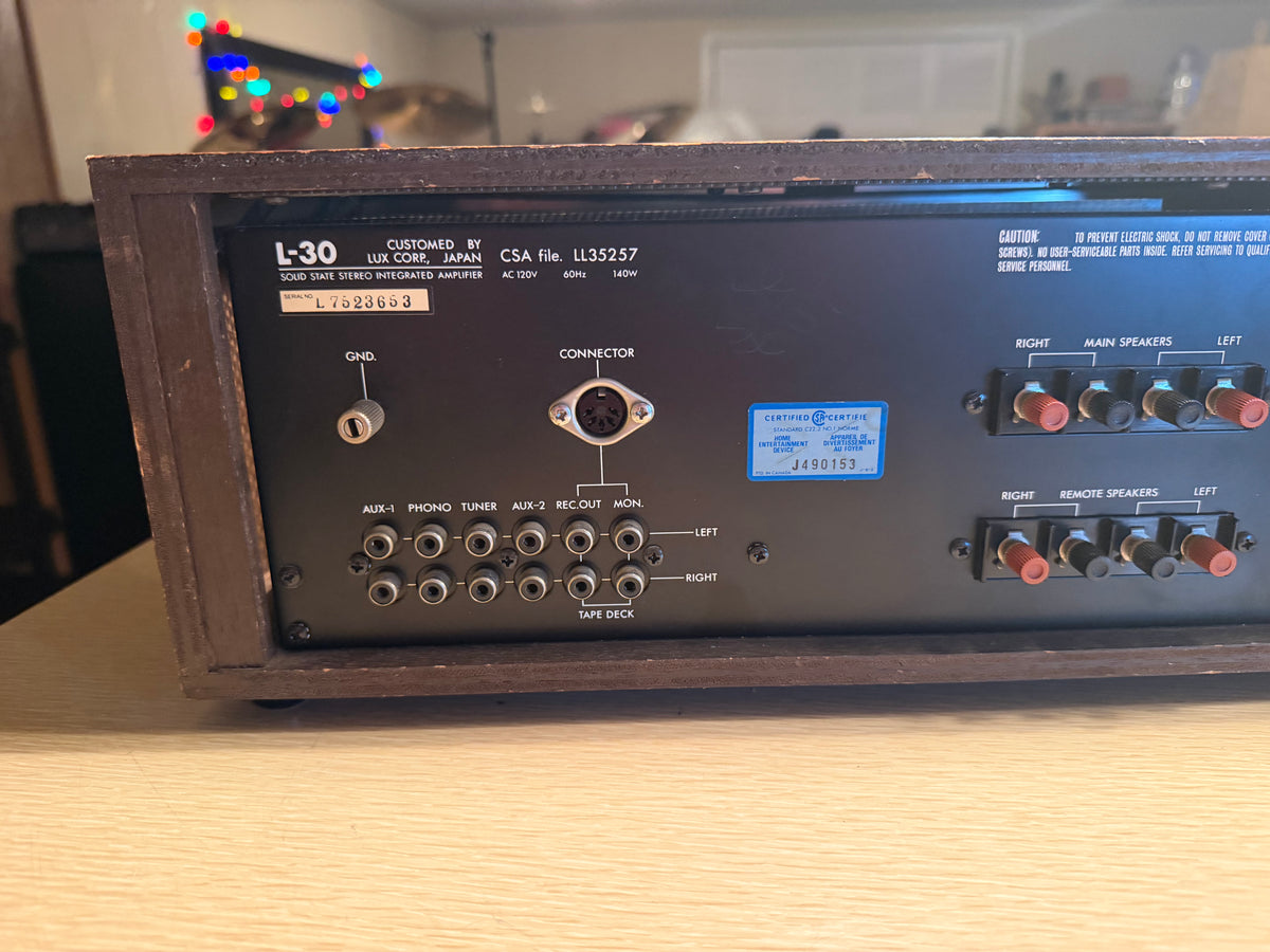 Vintage Luxman L-30 Integrated Amplifier Serviced With Oem Manual Excellent CND!
