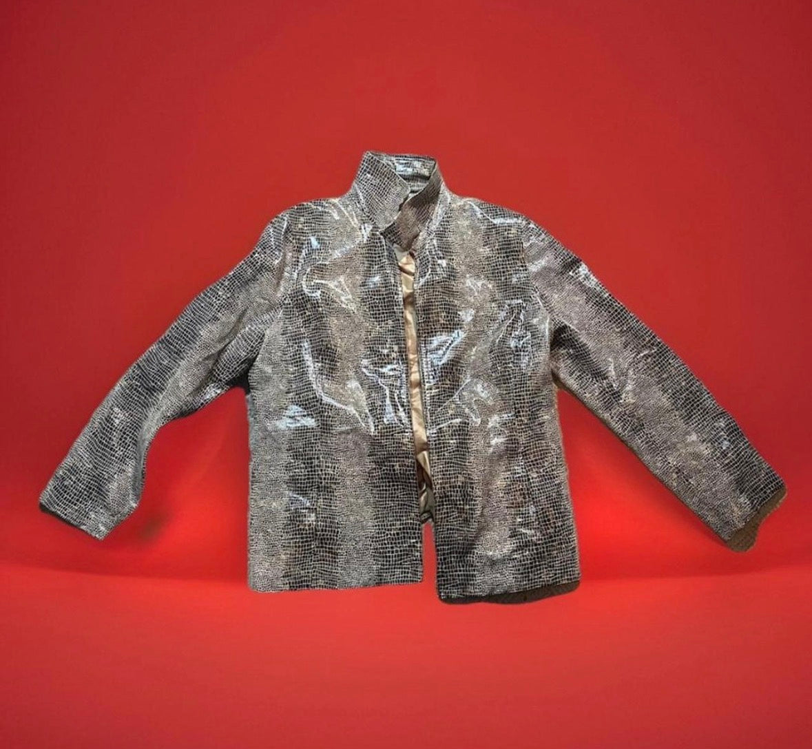 Vintage Luxury Danier Genuine Snakeskin Leather Skirt Suit Size M (Vintage XL)