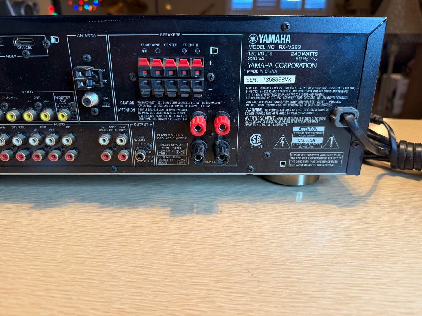 Yamaha RX-V363 5.1 Ch 100WPC HDMI Stereo Receiver Cleaned/Works W/Remote Bundle!