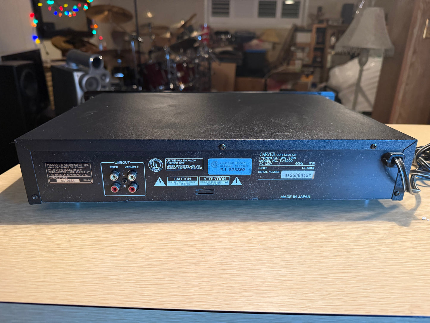 Vintage Carver TL-3200 Compact Disk Player New Belts Serviced High Fidelity
