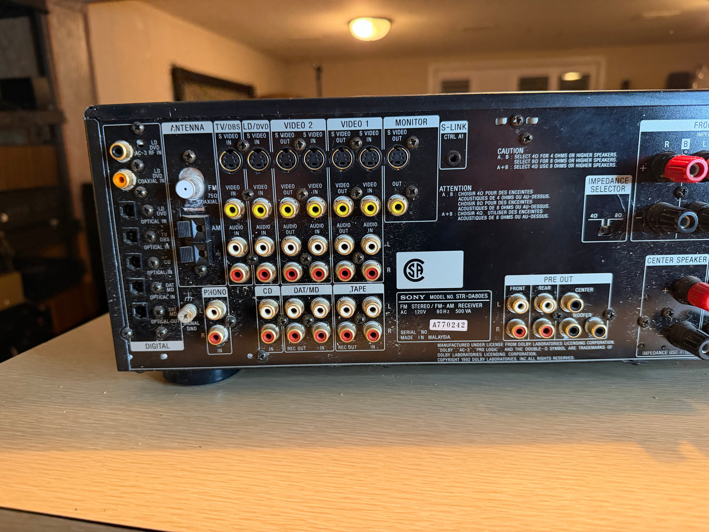 Sony STR-DA80ES 5.2 Channel AV Receiver FM AM Home Theater Fully Tested+Cleaned (Copy)