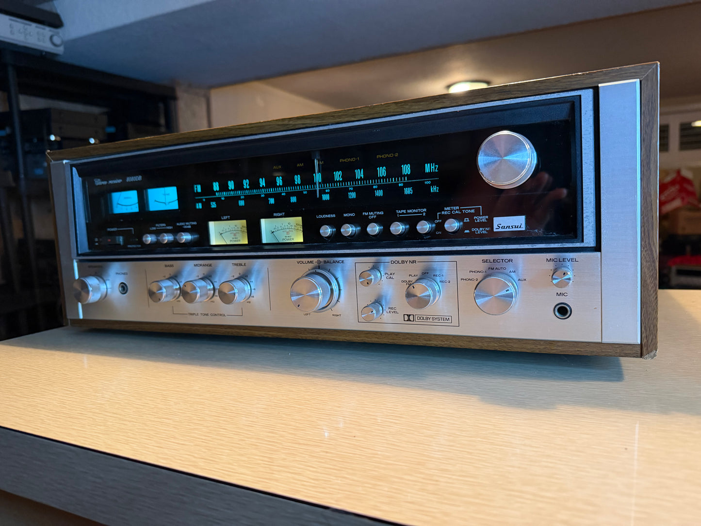 Vintage 1970's Sansui 8080DB Stereo Receiver Full Fresh Service New Bulbs Beauty
