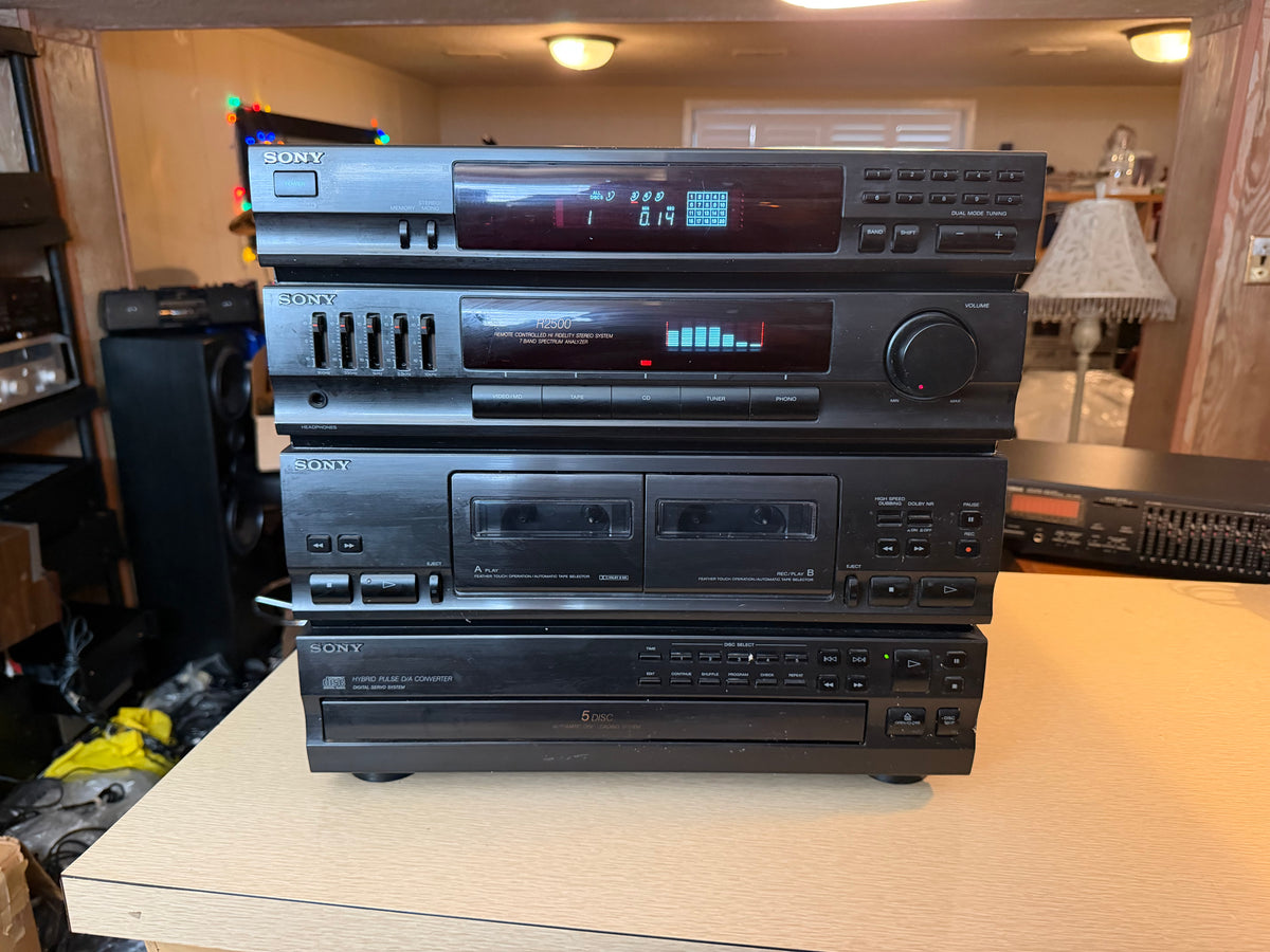 Vintage Sony R2400 Stereo System 5 CD Receiver Deck HCD-241 Tested Working Tank!