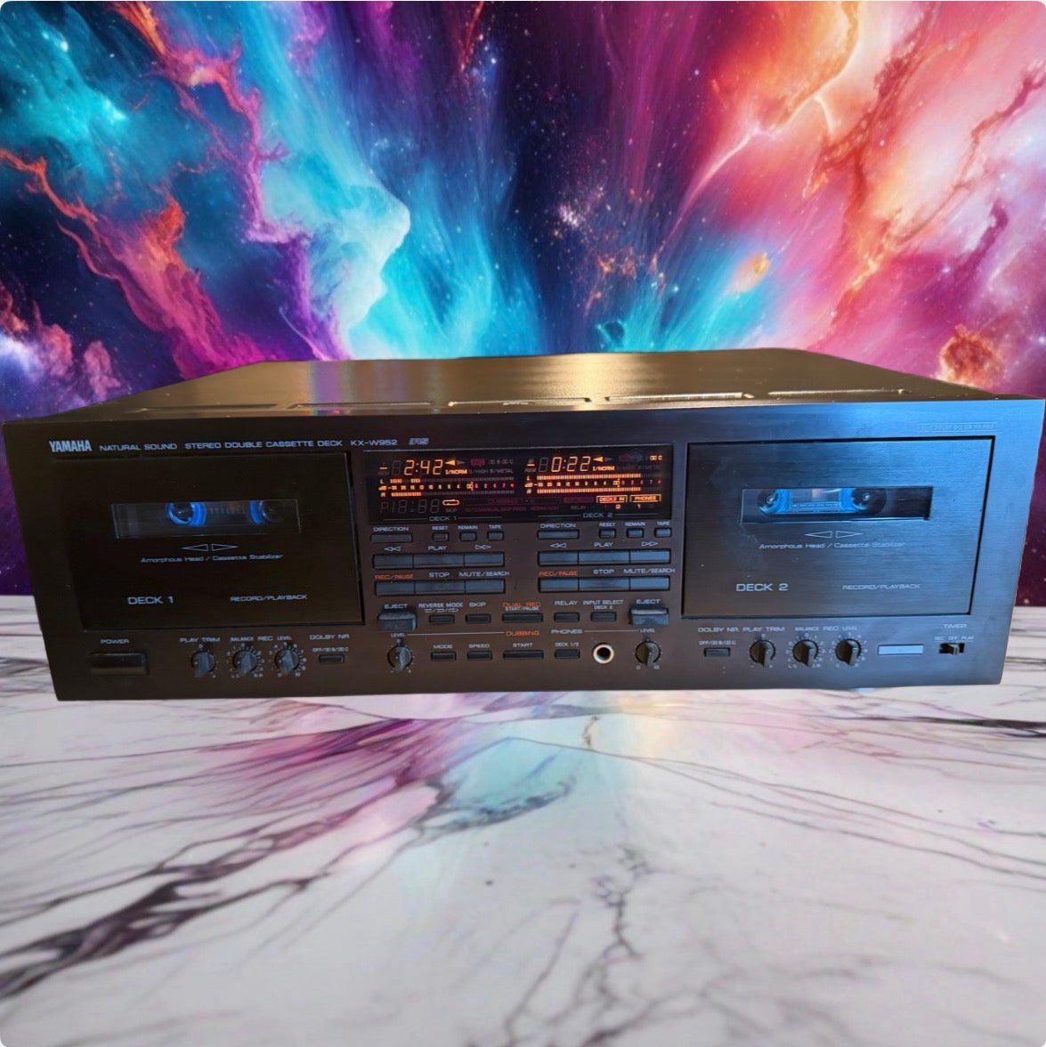 Yamaha KX-W952 Dual Cassette Deck Top Of The Line Fresh Service Very Rare 🔥🎶