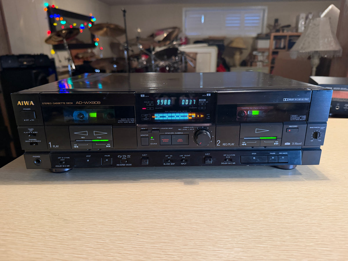 AIWA AD-WX909 Double Cassette Deck Rare 3 Head Hybrid Audiophile Fresh Service🔥