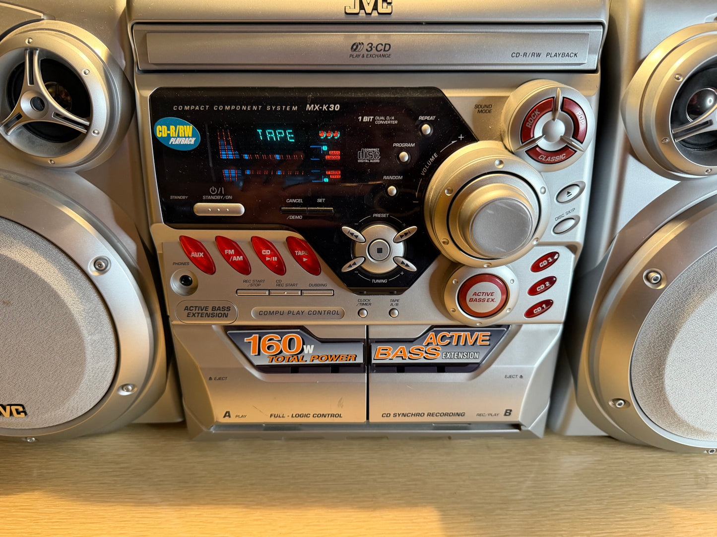 Rare JVC MX-K30 System 3-CD + Cassette Player Stereo All Functions Working Rare!