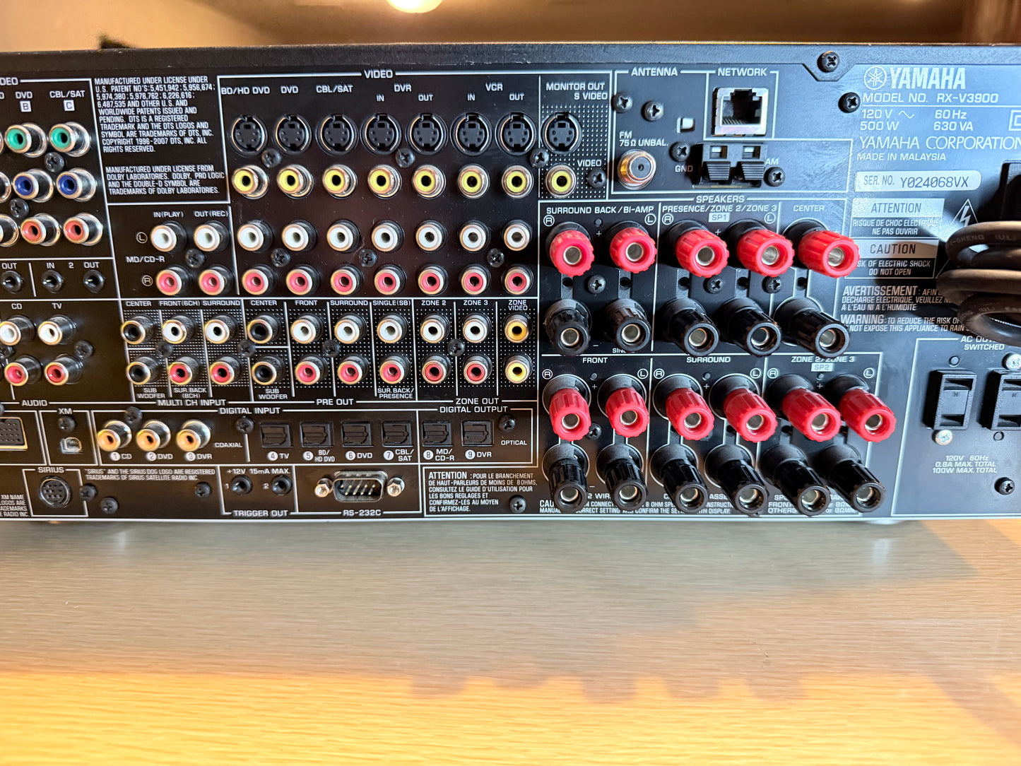 Yamaha RX-V3900 7.1 Channel 140WPC BEAST Receiver HDMI SERVICED W/REMOTE BUNDLE!