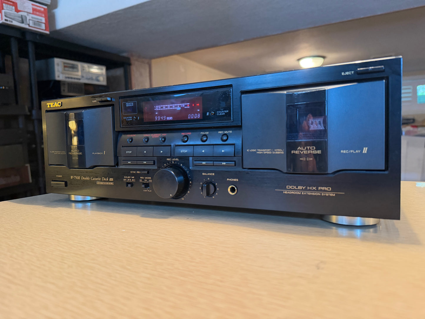 TEAC W-750R Dual Auto Reverse Cassette Deck Dolby HX Pro 3 Head Freshly Serviced