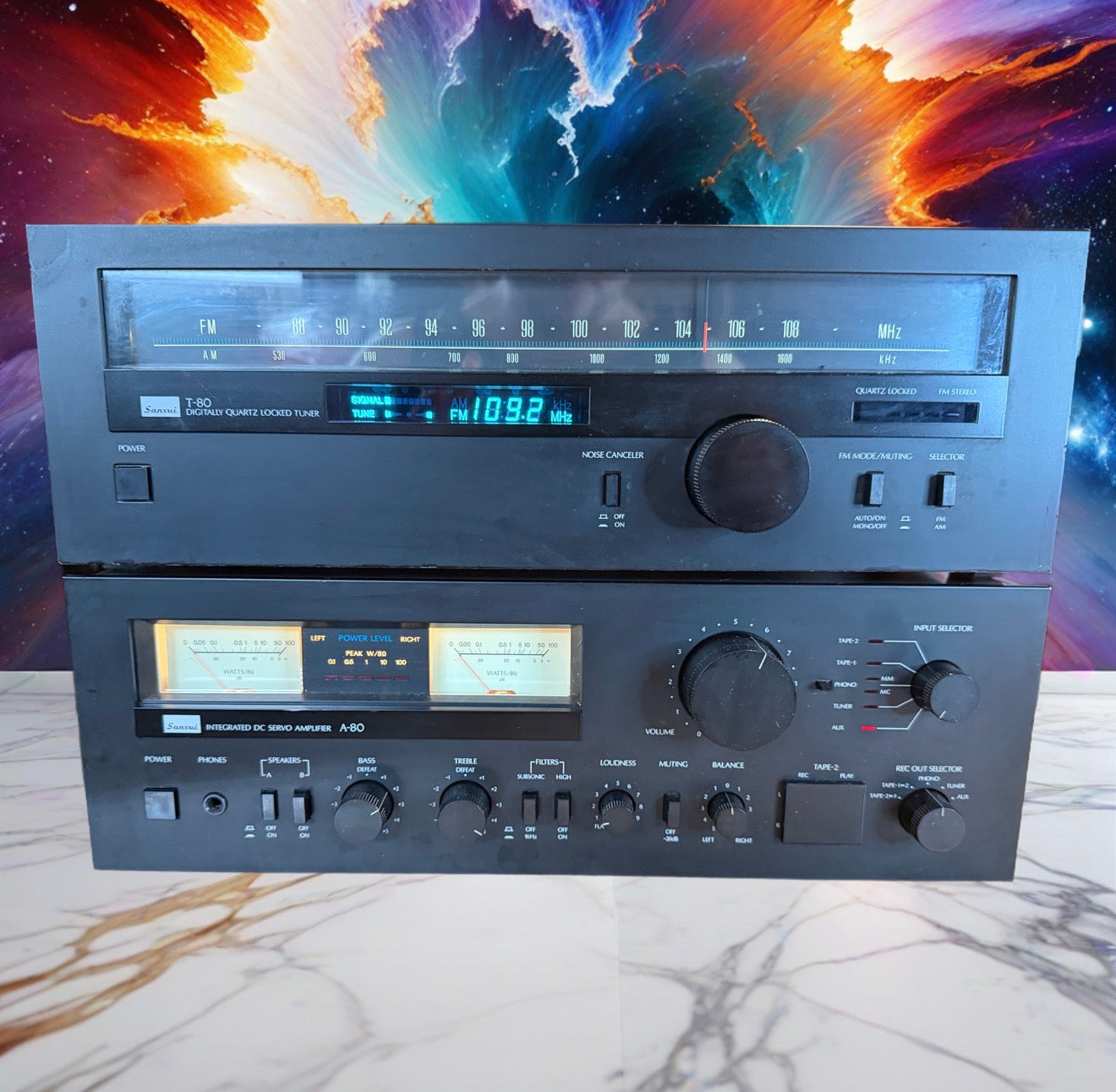 Sansui A-80 DC Servo Amplifier + T-80 Tuner Black Fresh Servicing Rare Variant🔥
