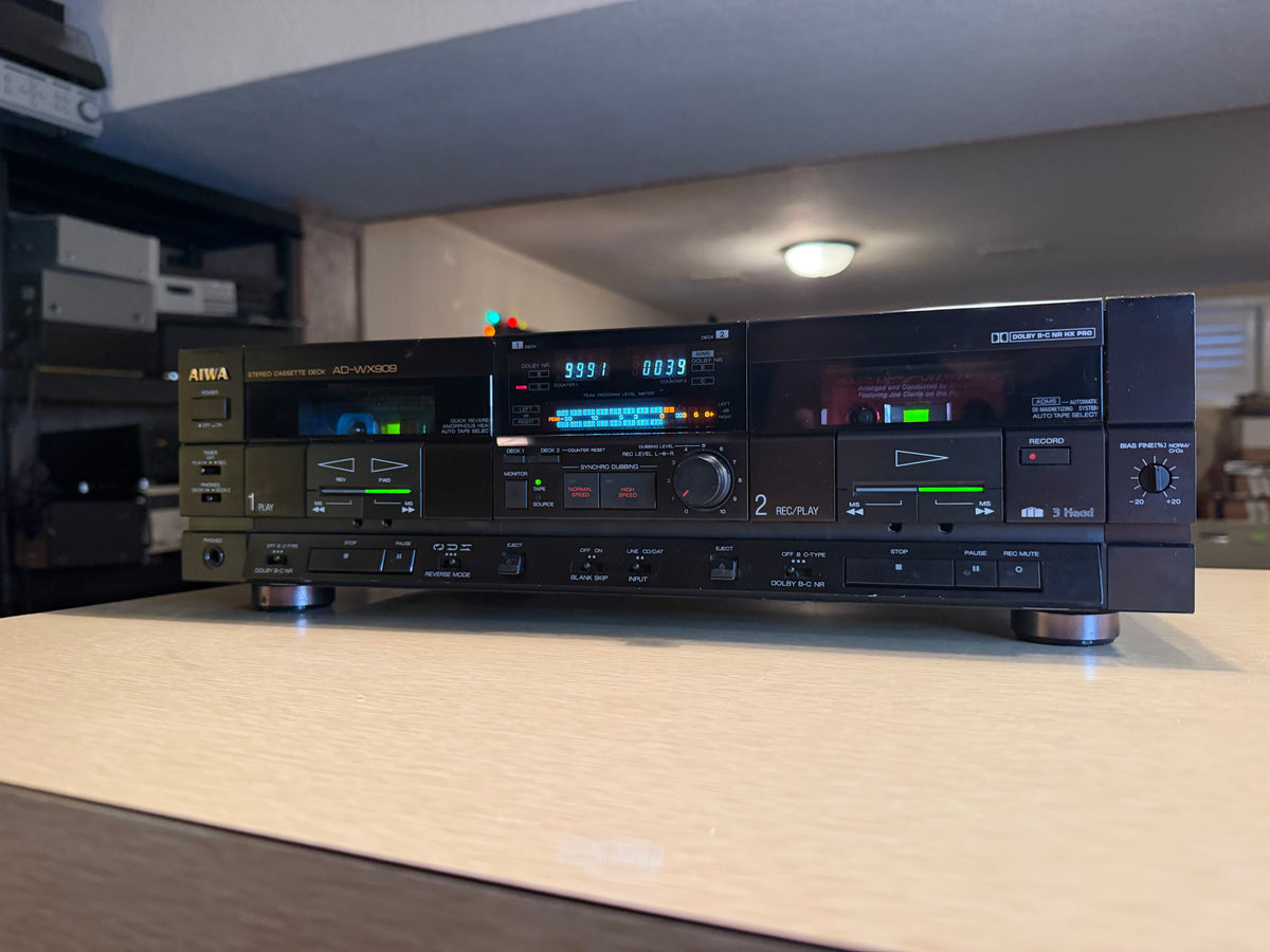 AIWA AD-WX909 Double Cassette Deck Rare 3 Head Hybrid Audiophile Fresh Service🔥
