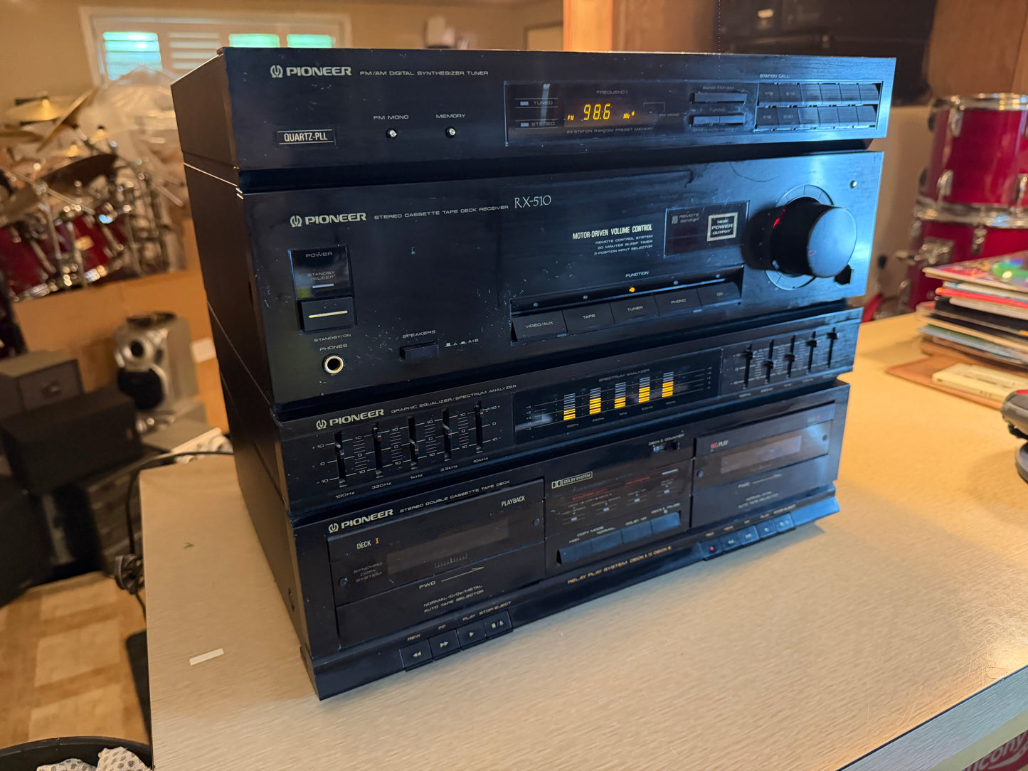 VINTAGE PIONEER RX-510 STEREO TUNER TAPE DECK RECEIVER RETRO WORKING MUSIC RARE
