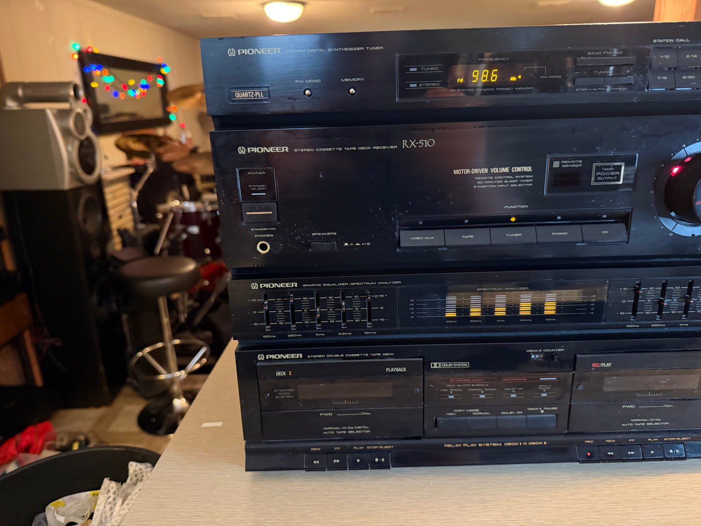 VINTAGE PIONEER RX-510 STEREO TUNER TAPE DECK RECEIVER RETRO WORKING MUSIC RARE