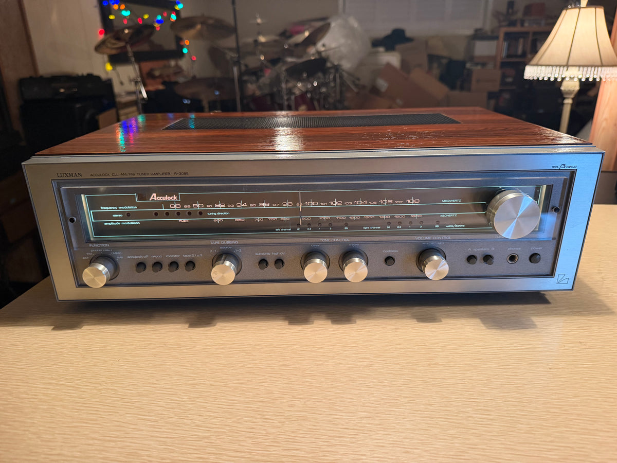 Luxman R‑3055 Stereo Reciever Rosewood Amplifier Near Mint Fresh Pro Service🔥🎶