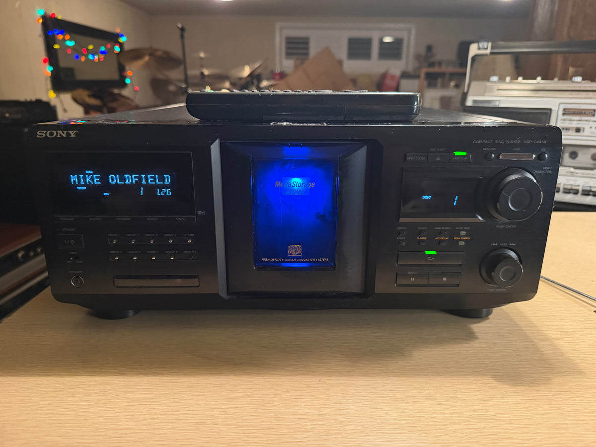 Sony CDP-CX450, 400 Disc CD Change Remote, Belts Replaced Works Excellent 🔥🎶