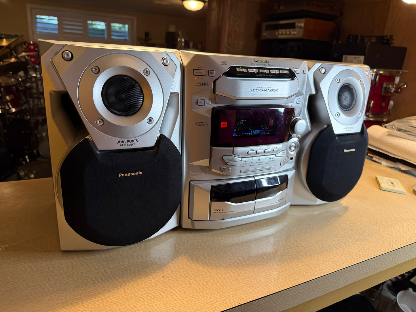 Panasonic SA-AK18 5 CD Changer/Dual Deck Stereo System New Belts Fully Working🔥