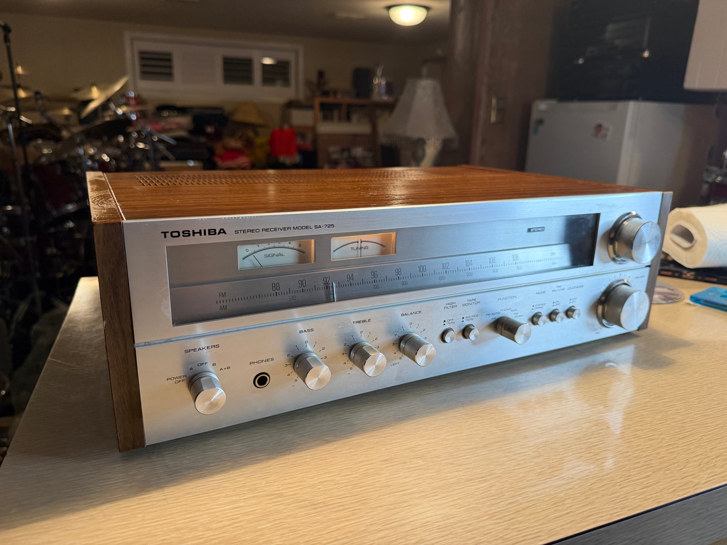 Vintage Toshiba Model SA-725 AM/FM Stereo Receiver FRESH Service Near Mint Case!