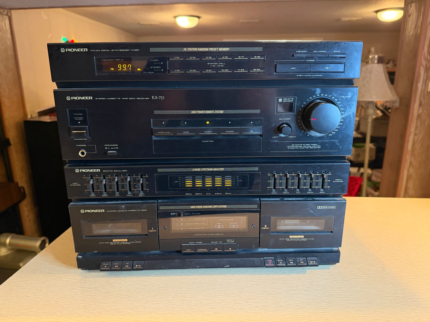 Pioneer RX 721 Digital Synthesizer Stereo Dual Cassette Deck Receiver SERVICED