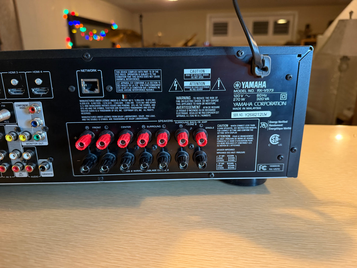 Yamaha RX V573 7.1 Channel AV Receiver Stereo HDMI Serviced Remote Bundle Beauty