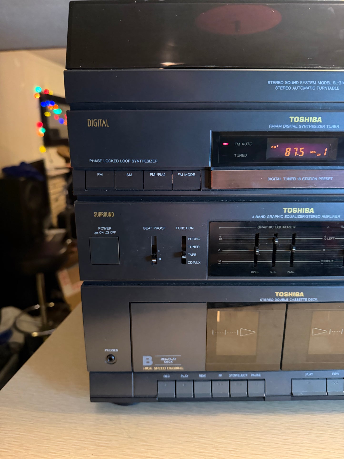 Toshiba SL-3149 Hi-Fi Stereo System Record Player 2 Cassette Equalizer Tested 🎶