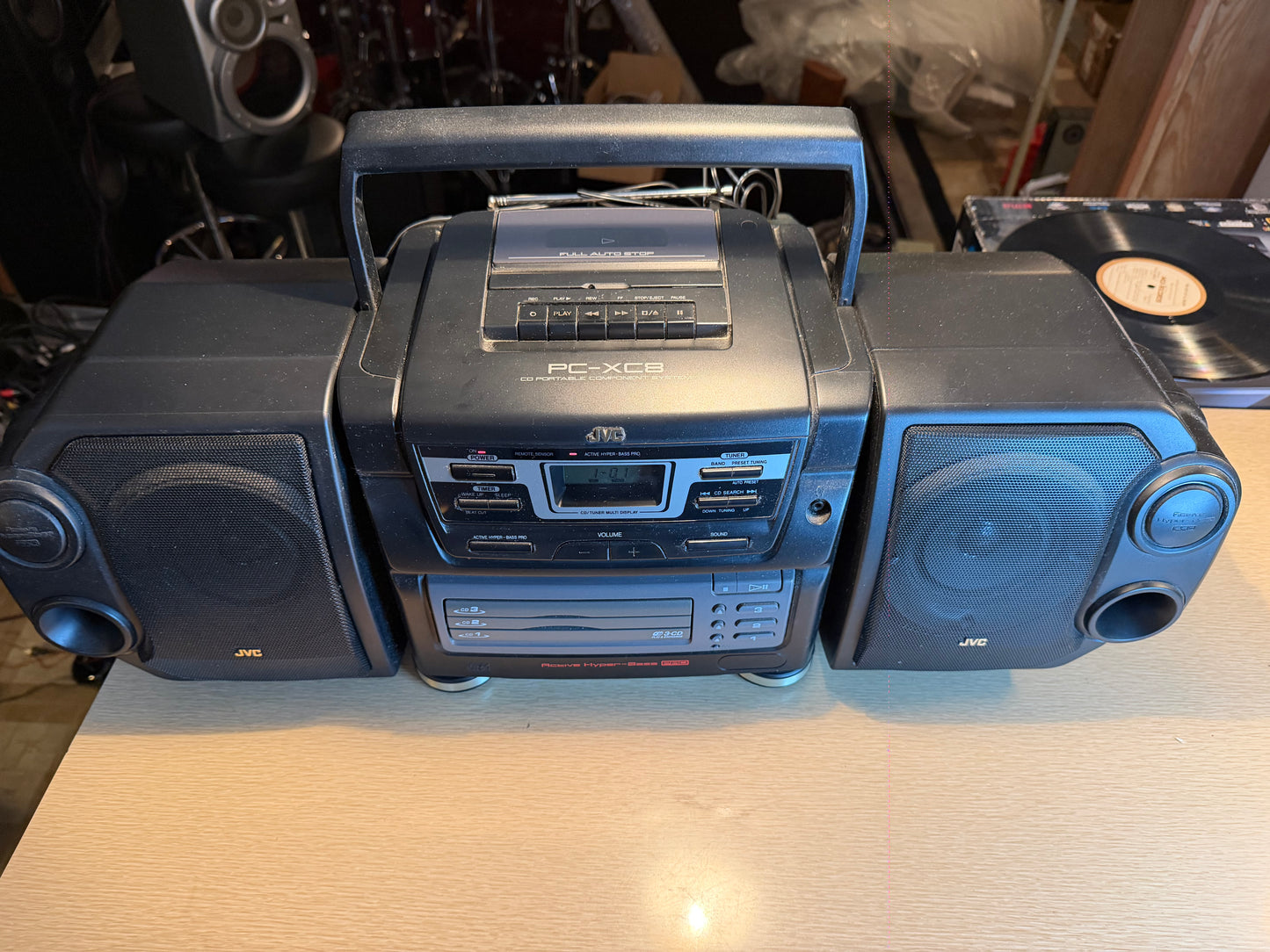 Vintage JVC PC-XC8BK Stereo A/Fm Cd Cassette Boom Box All Functions Operational!
