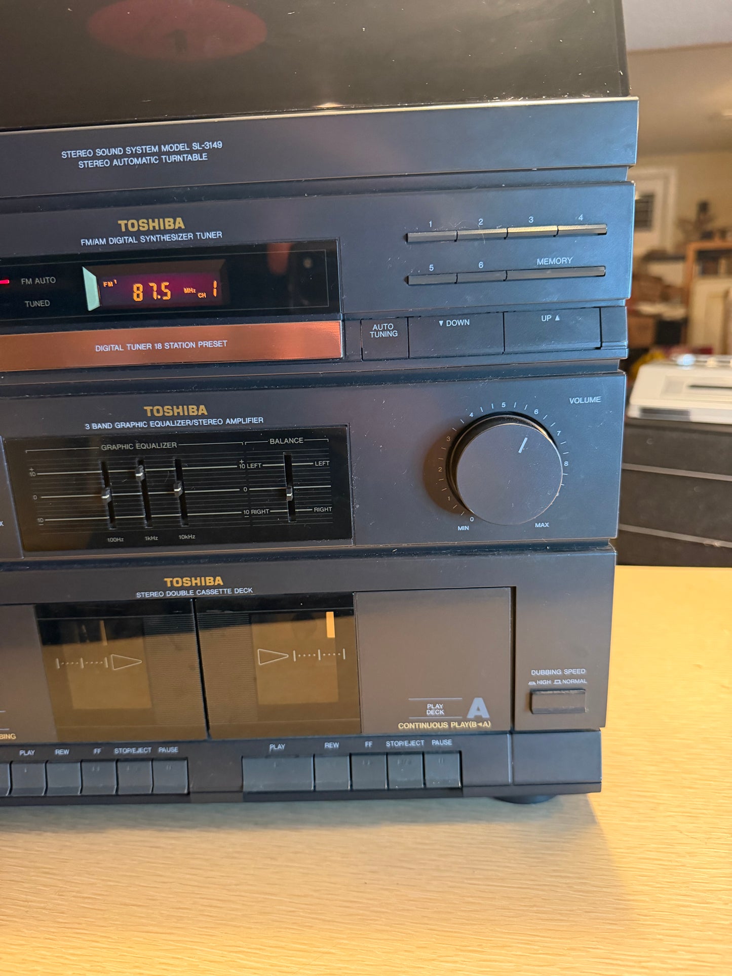 Toshiba SL-3149 Hi-Fi Stereo System Record Player 2 Cassette Equalizer Tested 🎶